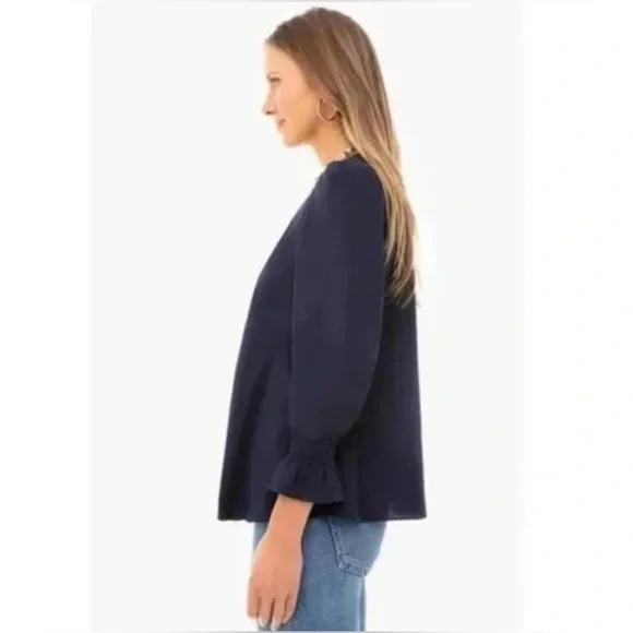 Tuckernuck Pomander Place Women’s Navy Easton Blouse Long Sleeves - Small - Picture 3 of 9